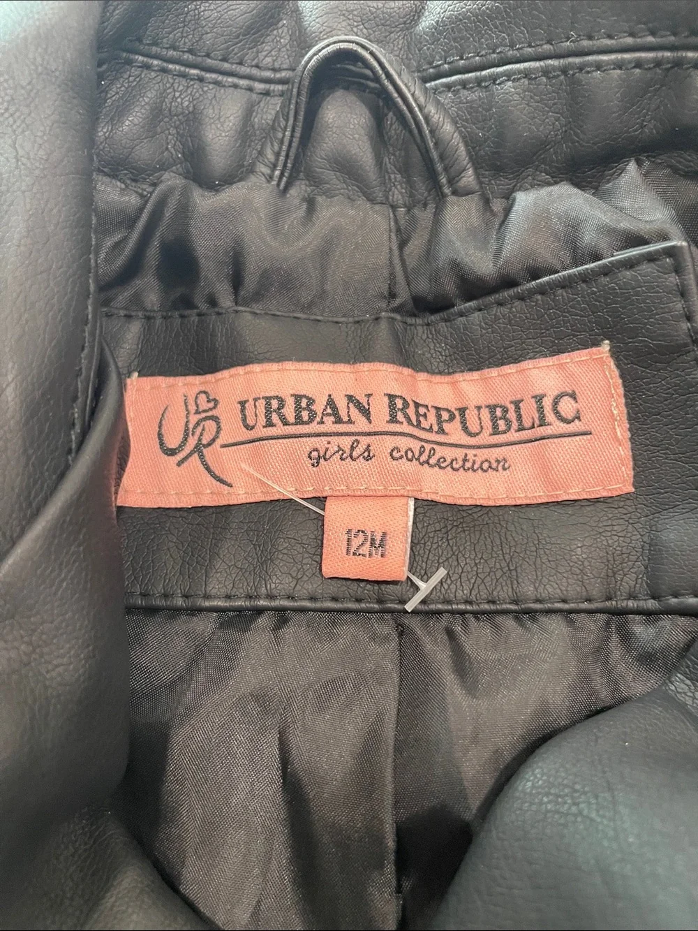 Urban Republic Black Moto-Style Faux Leather Jacket 12m